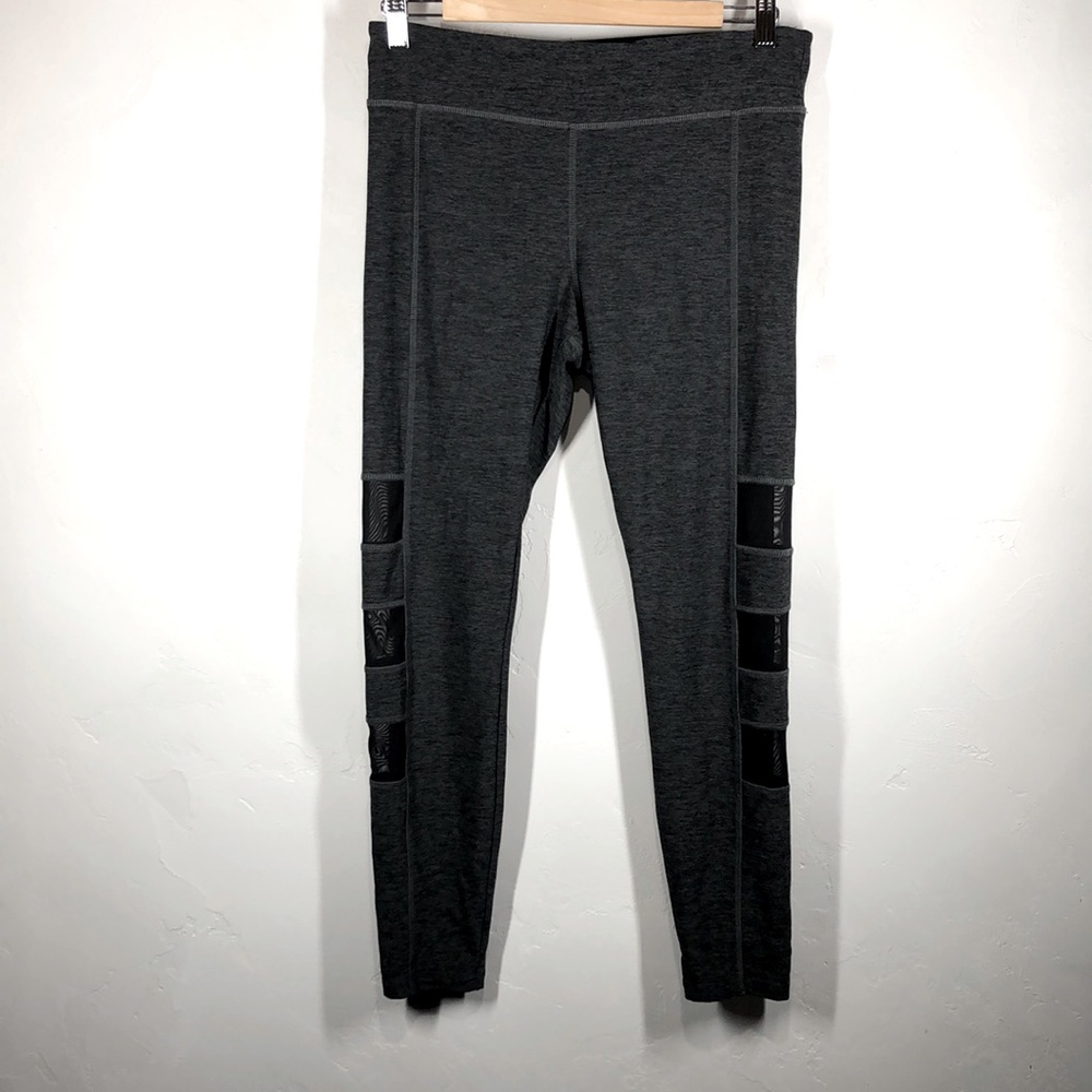 Fitz + Eddi gray leggings with mesh cutouts size medium